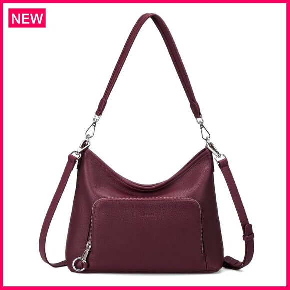 Handbags - Genuine Leather Hobo Bag with RFID Wallet, Anti-Theft, Convertible Crossbody